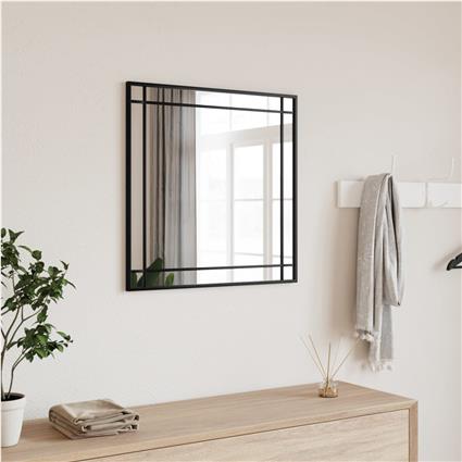 vidaXL Espelho de parede quadrado 60x60 cm ferro preto