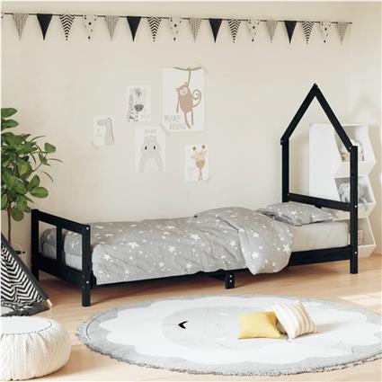 vidaXL Estrutura de cama infantil 80x200 cm pinho maciço preto