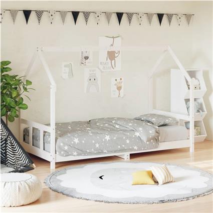 vidaXL Estrutura de cama infantil 90x190 cm pinho maciço branco