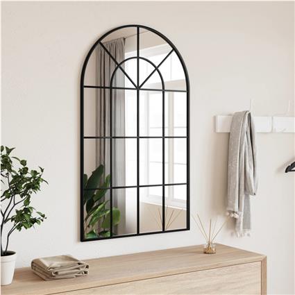 vidaXL Espelho de parede arqueado 60x100 cm ferro preto