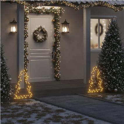 vidaXL Decoração árvore de Natal c/ luz e estacas 80 luzes LED 60 cm
