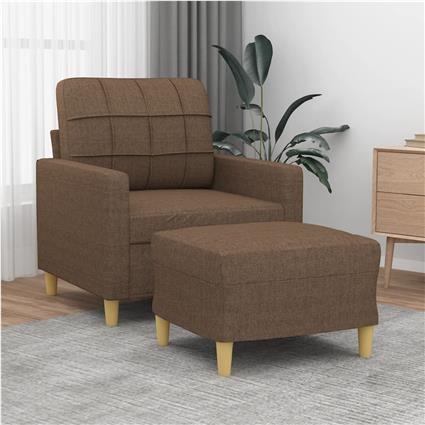 vidaXL Poltrona com apoio de pés 60 cm tecido castanho