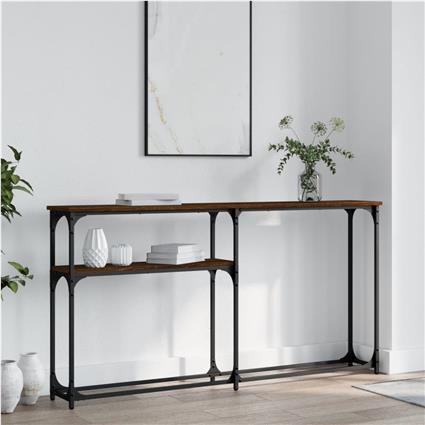 vidaXL Mesa consola 145x22,5x75cm derivados madeira carvalho castanho