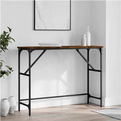 vidaXL Mesa consola 100x32x75 cm derivados de madeira carvalho fumado