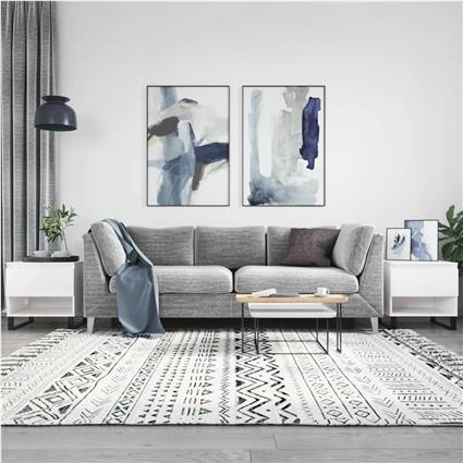vidaXL Mesas de centro 2pcs 50x46x50cm deriv. madeira branco brilhante