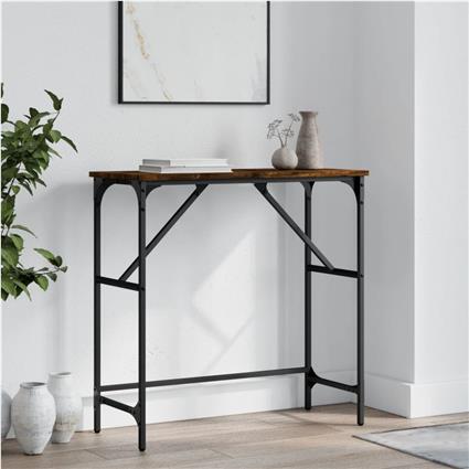 vidaXL Mesa consola 75x32x75 cm derivados de madeira carvalho fumado