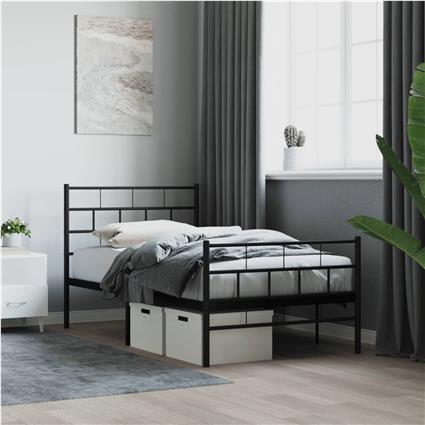 vidaXL Estrutura de cama com cabeceira e pés 80x200 cm metal preto