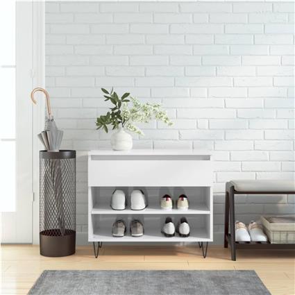 vidaXL Sapateira 70x36x60 cm derivados de madeira branco brilhante