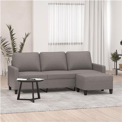 vidaXL Sofá 3 lugares com apoio de pés 180 cm tecido cinza-acastanhado