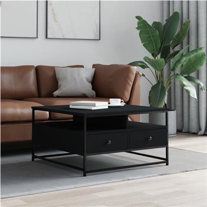vidaXL Mesa de centro 80x80x45 cm derivados de madeira preto
