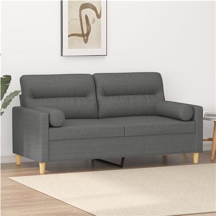 vidaXL Sofá 2 lugares +almofadas decorativas 140cm tecido cinza-escuro