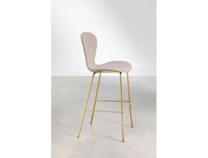 SKLUM Banqueta Alta Estofada Uit Poliéster Nudez Castanho Claro Dourado 76 cm