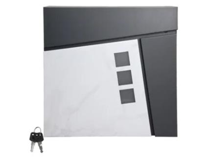 Caixa de correio 37x36,5x11 cm antracite/mármore branco com aspecto de aço ML-DESIGN