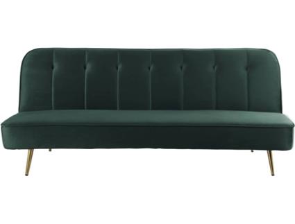 Sofá cama/clic clac terciopelo 'James' - 180 x 83 x 75 cm - 3 plazas - Verde oscuro