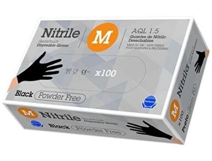HERBI FEET Guantes Nitrilo Gentle Touch Negro 100 Unidades