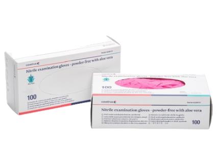 COVETRUS Guantes Nitrilo Sin Polvo Áloe Vera Rosa 100 Unidades