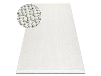 Tapete DYWANY LUSZCZOW Nano Fh93A Cor Lisa Laço Tecido Liso Branco