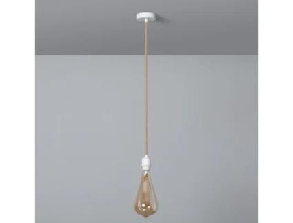 Candeeiro de Teto LEDKIA com Cabo Têxtil Natural e Branco Natural (162x10 cm)