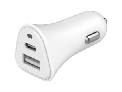 Carregador de Carro JUST GREEN Duplo Reciclável Usb-Pd Ac 37W Branco