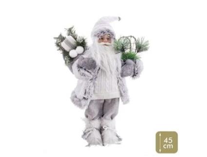 Adorno Natalício Branco Plástico Poliresina Tecido 45 cm
