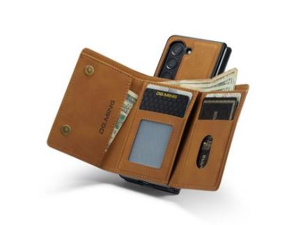Capa para Samsung Galaxy Z Fold 5 5G DG.MING Pele Sintética Magnética Castanho