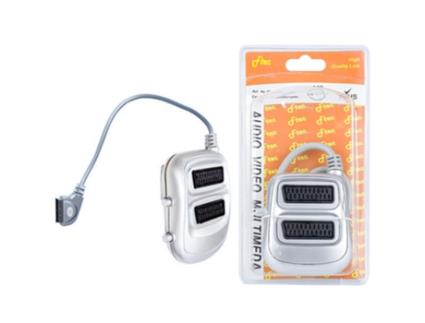 Cabo de Extensão Scart 21P 1M-2F FTEC 90-2001Ns 50Cm (Prateado)