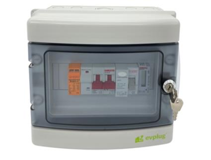 Caixa de protecção Carregador + medidor EVPLUG® EV PHEV | 8 kW | IEC 62196-2 | IEC 62196-2 | IEC 62196-2 | IEC 62196-2