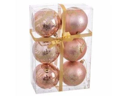 Bolas de Natal Cor de Rosa Plástico Veado 8 x 8 x 8 cm (6 Unidades)