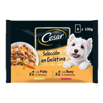 Alimentação Húmida para Cães Seleção Carnes Mixtas em Geleia Multipack 4X100G CESAR