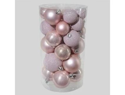 Conjunto de Enfeites de Natal EMINZA Alpinos Variados Pó Rosa - 30un (4 cm)