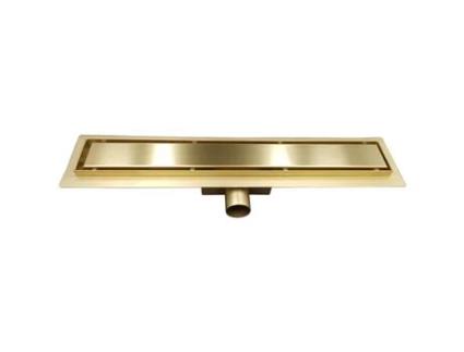 Painel de Dreno Linear para Chão de Casa de Banho em Aço Inoxidável Dourado de 90 cm