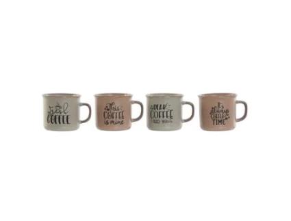 Conjunto de 4 Canecas HOME ESPRIT Azul Cor de Rosa Grés