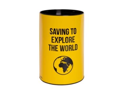 Cofre de Dinheiro Original para Viajantes Que Poupam para Explorar O Mundo Cofre de Dinheiro em Lata Grande Medidas: 13 X 20  FISURA