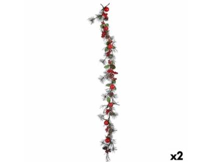 Grinalda de Natal Rama Frutos do bosque Vermelho Verde 34 x 19 x 183 cm (2 Unidades)