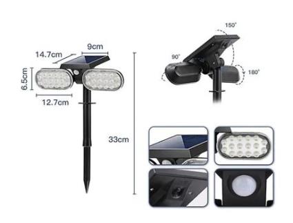 Holofote DAMAI Solar Ao Ar Livre