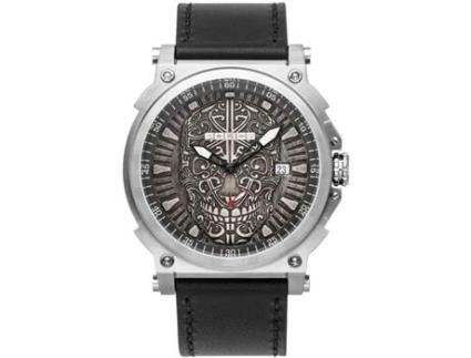 Relógio masculino preto couro real Pl15728Js.61 POLICE