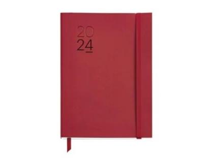 Agenda Diaria A5 2024 MIQUELRIUS Plus Luxor com Elástico Vermelho 22629