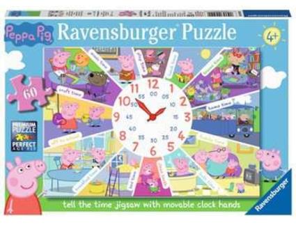 Puzzle RAVENSBURGER Peppa Pig Tell The Time Clock 60 Peças Desenhos Animados