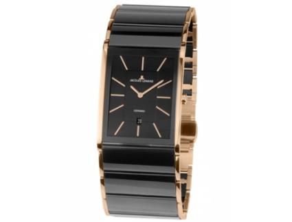 Relógio masculino ouro rosa / aço inoxidável preto Dublin 1-1939B JACQUES LEMANS