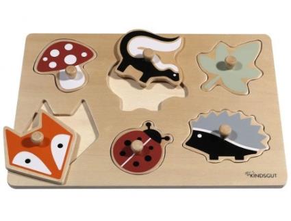 Puzzle KINDSGUT Steckpuzzle em Forma de 6 Peças Animais