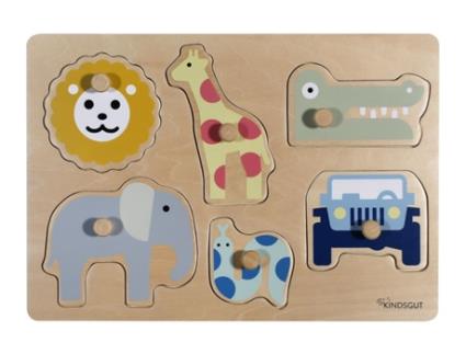 Puzzle KINDSGUT Steckpuzzle Safari em Forma de 6 Peças Animais