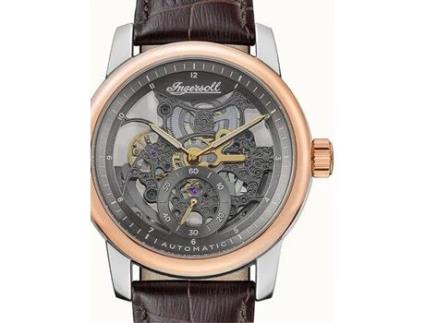 Relógio masculino em couro de bezerro marrom The Baldwin Automatik I11001 INGERSOLL