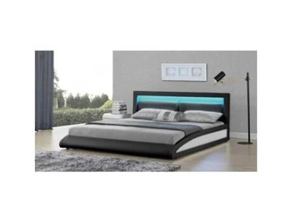 Cama de Brixton - quadro de cama de simili preto com LED integrado - 160x200cm