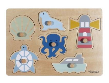 Puzzle KINDSGUT Ozean em Forma de 6 Peças Animais