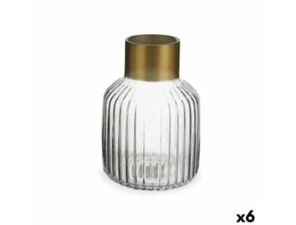 Vaso Transparente Dourado Vidro 14,5 X 22 X 14,5 Cm 6 Unidades