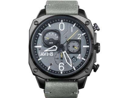 Relógio Masculino Couro Real Cinza Av-4052-03 AVI-8