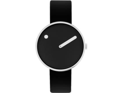 Relógio feminino preto couro real 34070-4114 PICTO