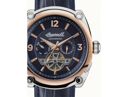 Relógio masculino em couro de bezerro azul The Michigan Automatik I01101B INGERSOLL