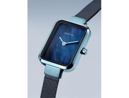 Relógio feminino azul aço inoxidável clássico 14520-398 BERING