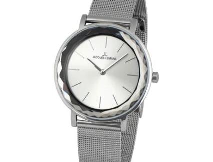 Relógio feminino prata aço inoxidável agradável 1-2054F JACQUES LEMANS
